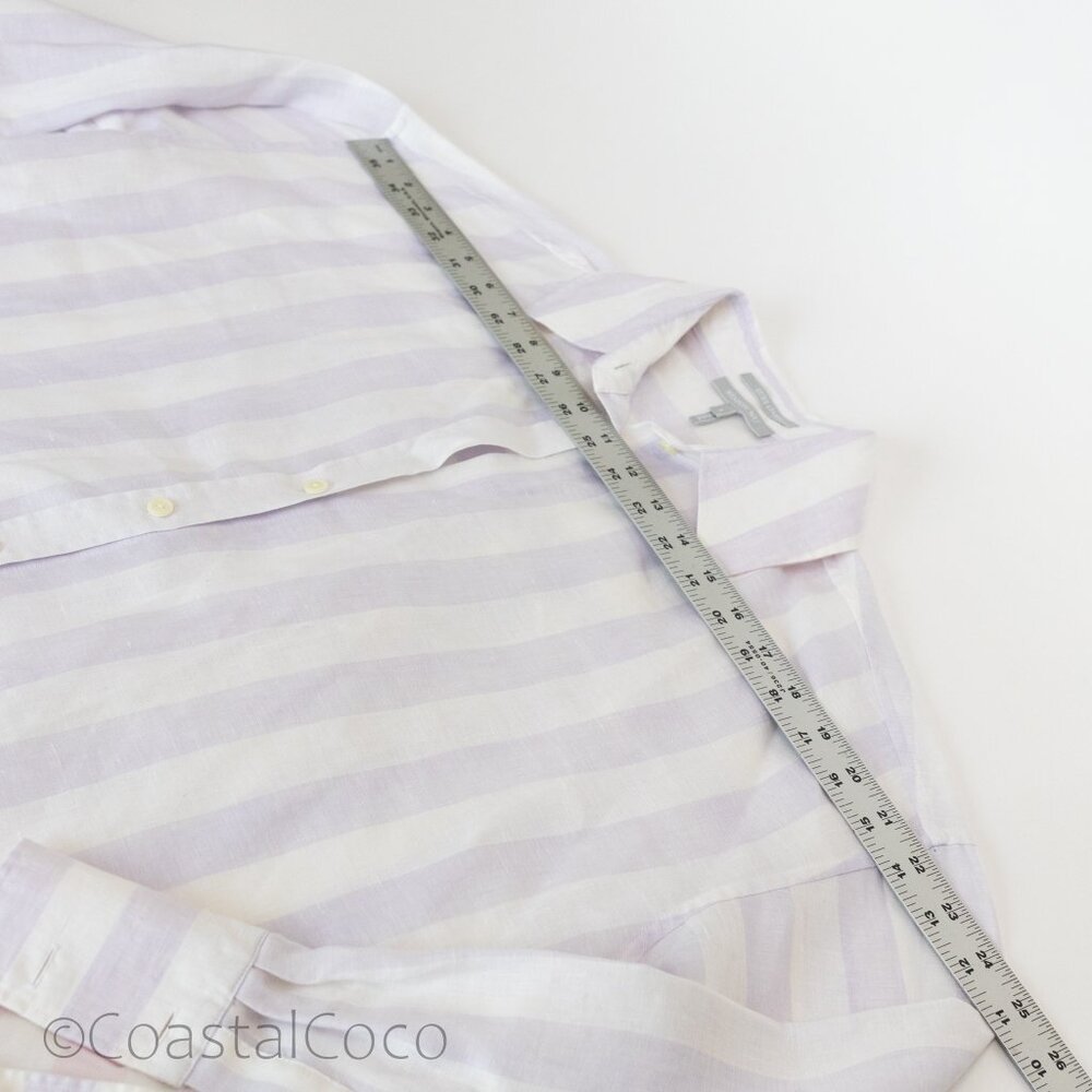 Hinson Wu Larissa Size S Oversize 100% Linen Striped Cabana Beach Resort Coastal - Picture 8 of 12